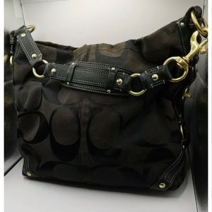 - NWT- COACH Brown Signature Jacquard Hobo Carly Shoulder Bag Purse